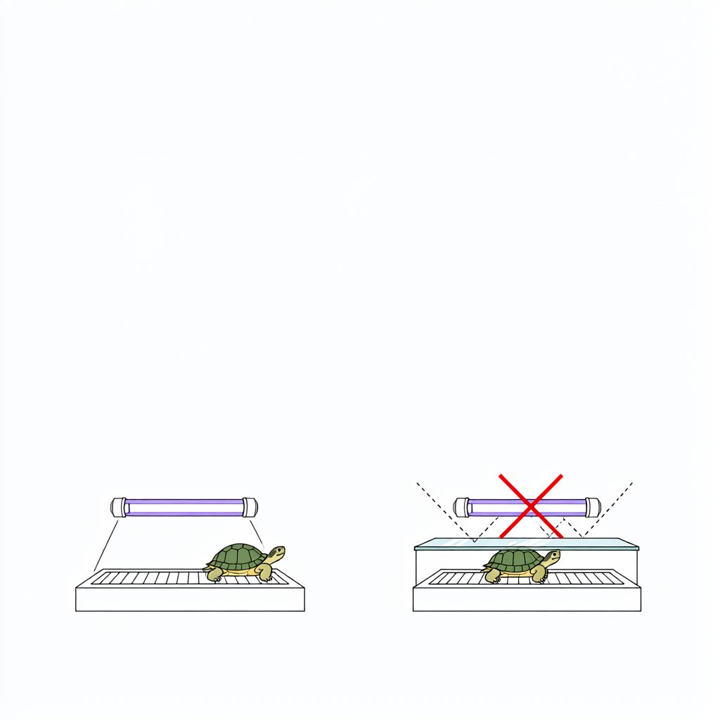 UVB灯与玻璃遮挡示意